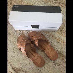 Dolce vita casta slide leather sandals tan size 6